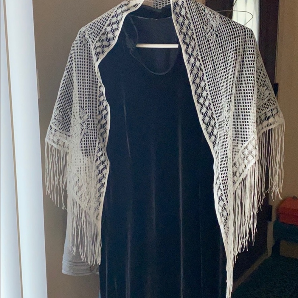 White crochet shawl